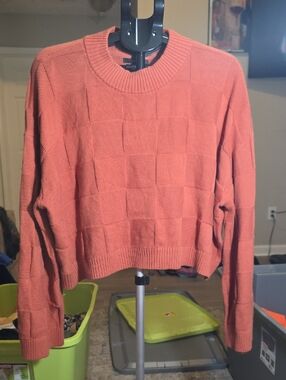 Vans Coral-Red Textured Crewneck Sweater
